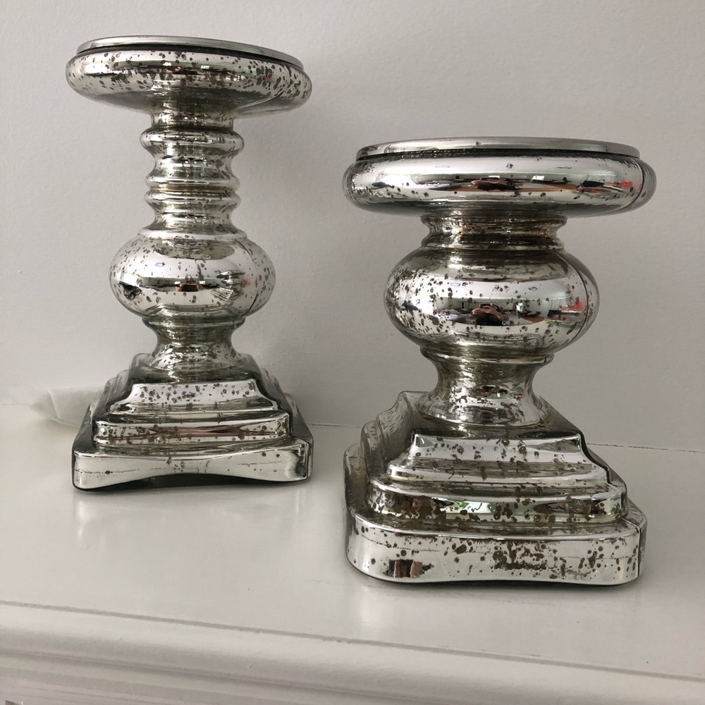 Pottery Barn Antique Mercury Candle Holders-